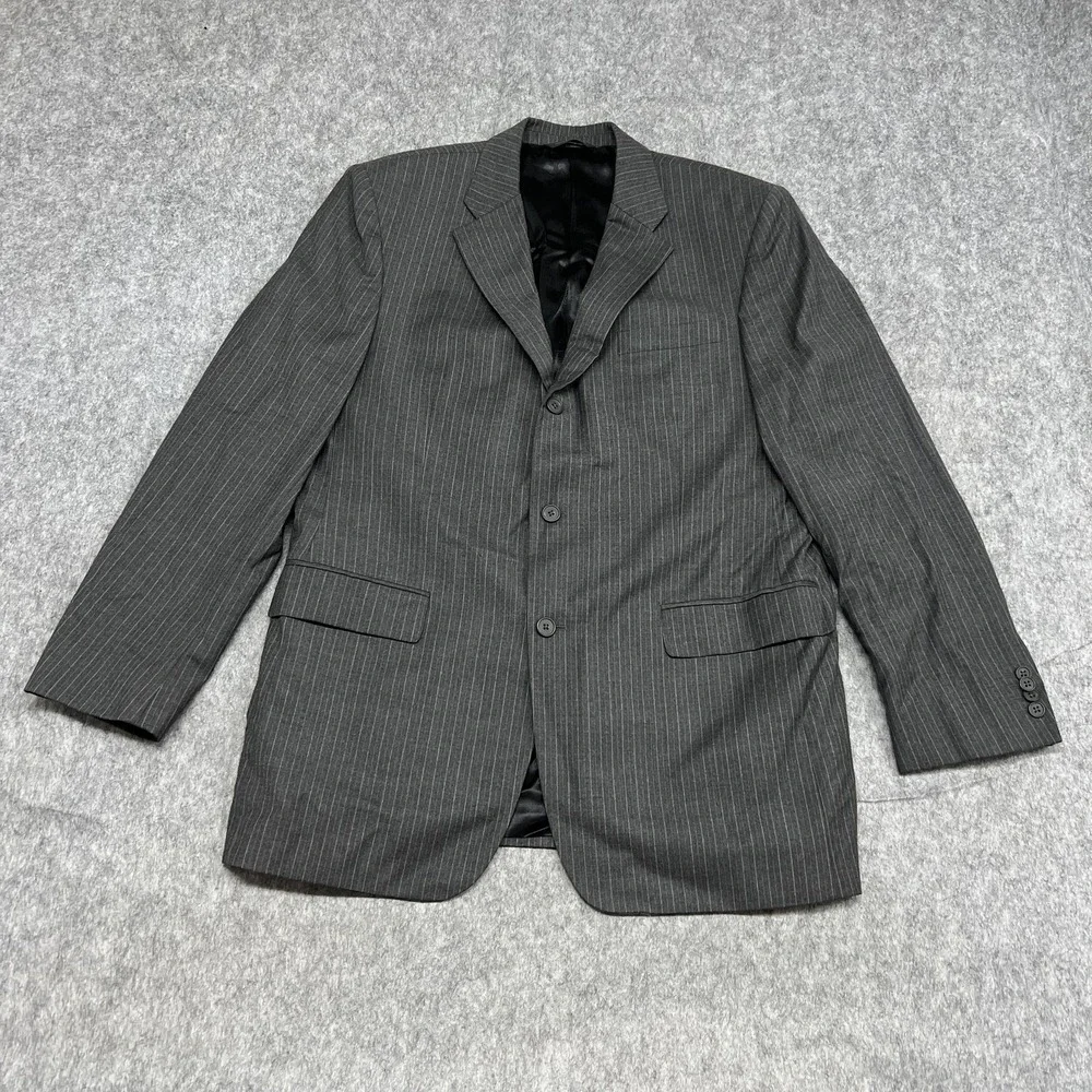 Banana Republic Blazer Mens 44R Gray Pinstripe Wool Cashmere Modern Suit Jacket